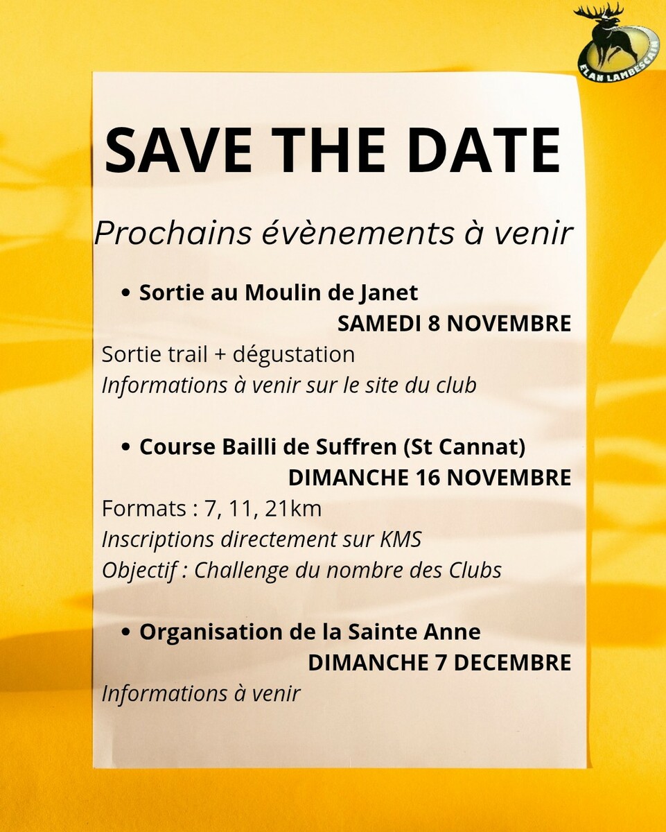 Prochaines dates importantes !